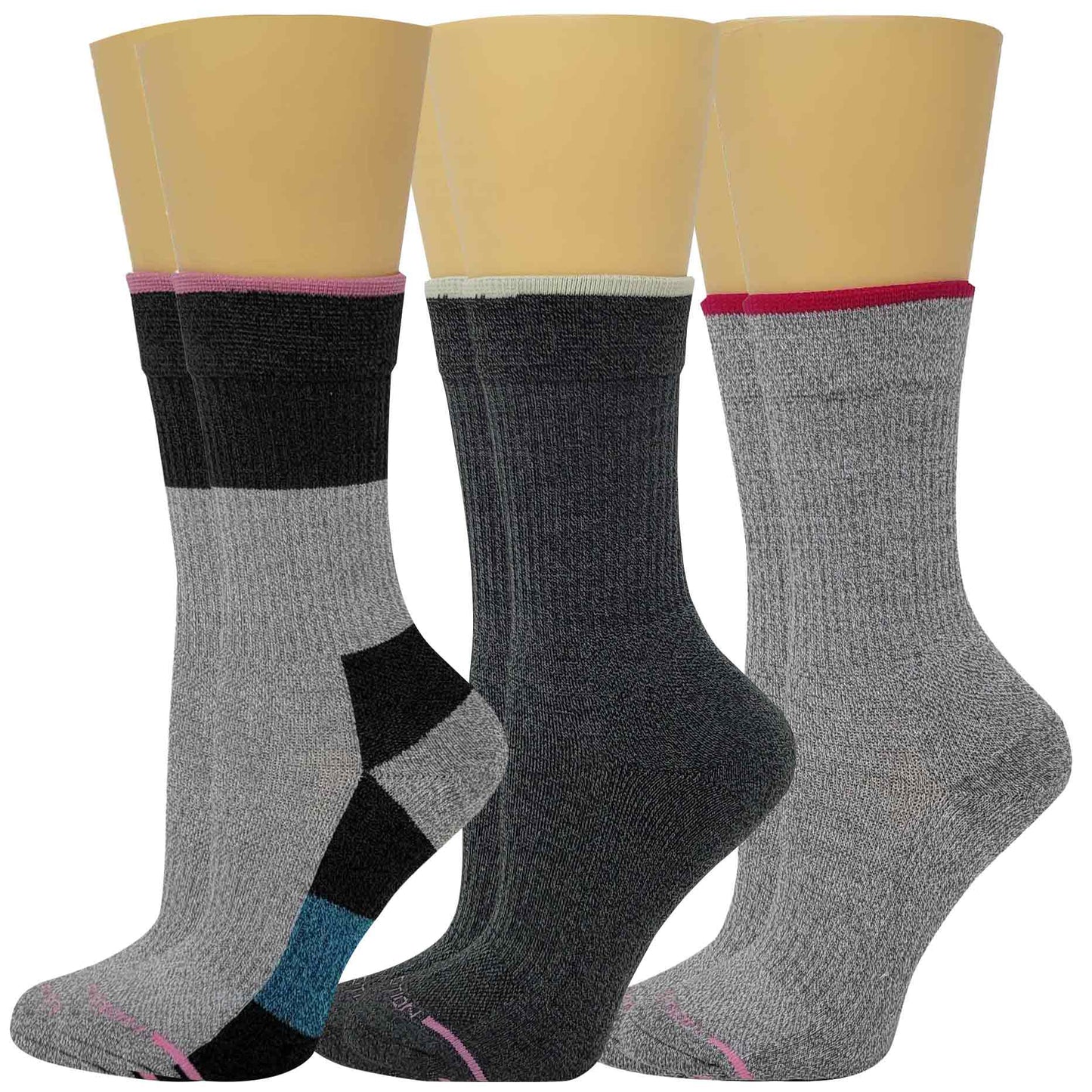 Compression Crew Socks | Outdoor Assorted Half-Cushion | Dr Motion ( 3 Pairs )