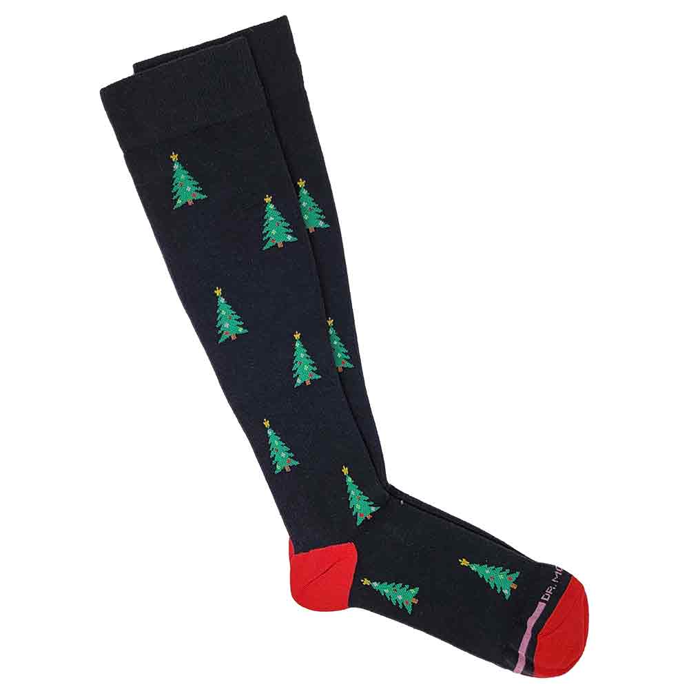 Knee High Compression Socks | Dr. Motion Novelty Christmas Print | Women (6 Pairs)