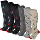 Knee High Compression Socks | Dr. Motion Novelty Christmas Print | Women (6 Pairs)