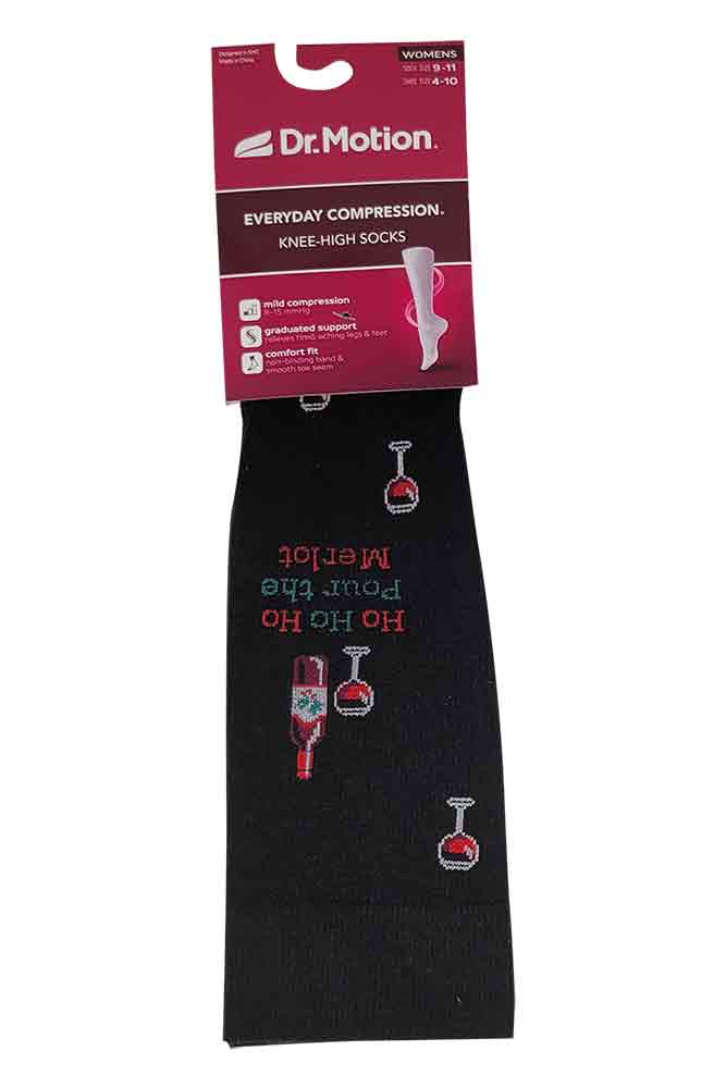 Knee-High Compression Socks | Christmas Wine Dr. Motion | Women (1 Pair)