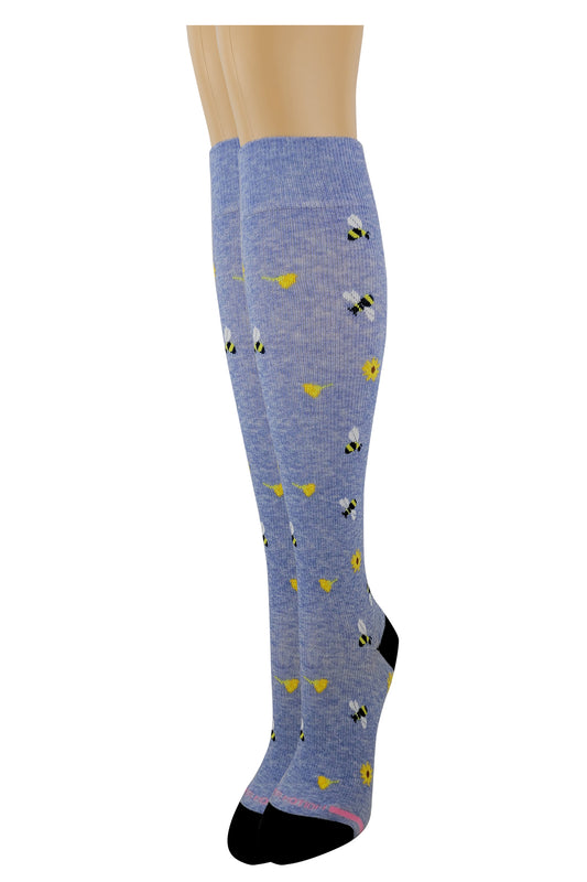 Compression Knee High Socks for women | Bees and Flowers