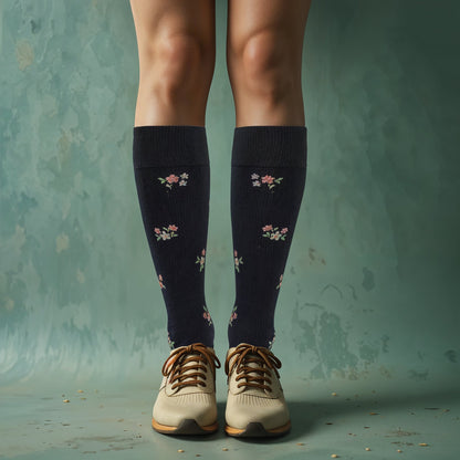 Knee High Compression Socks | Flowers | Women's (1 Pair)