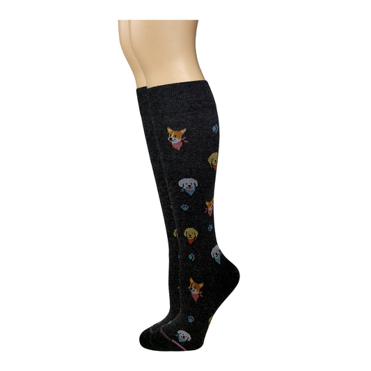 Dr. Motion Knee High Compression Socks | Dogs w/ Bandana| Women's (1 Pair)