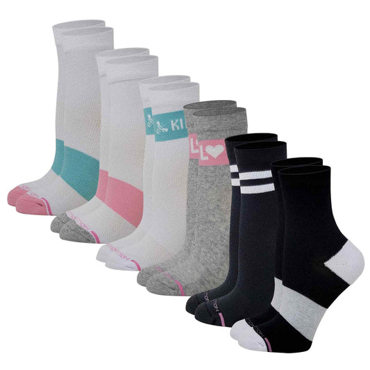 Mid-Crew Compression Socks | Assorted Half-Cushion | Dr Motion ( 6 Pairs )