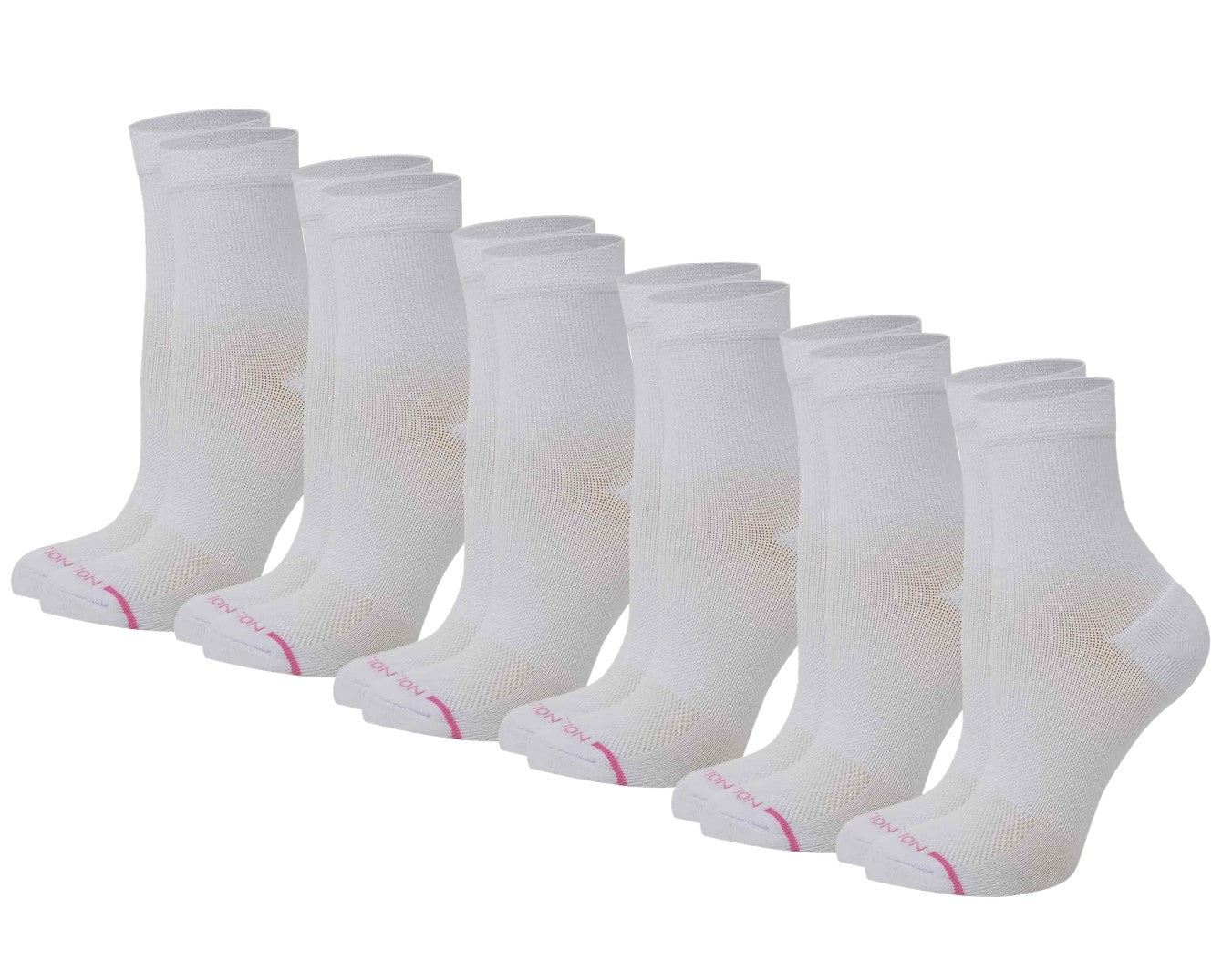 Mid-Crew Compression Socks | Assorted White Half-Cushion | Dr Motion ( 6 Pairs )