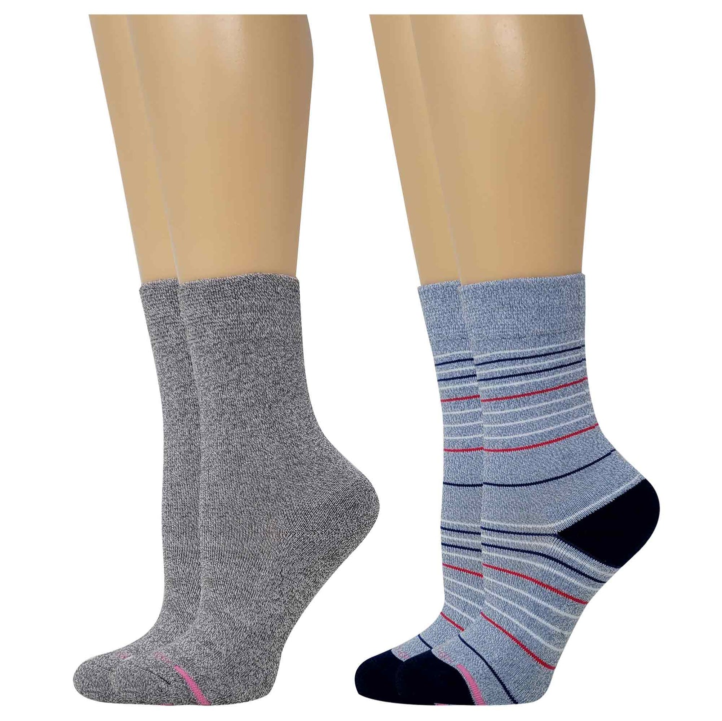 Crew Diabetic Socks | Thin Stripe Half-Cushion | Dr Motion ( 2 Pack )