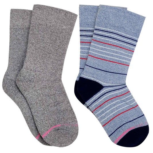 Crew Diabetic Socks | Thin Stripe Half-Cushion | Dr Motion ( 2 Pack )