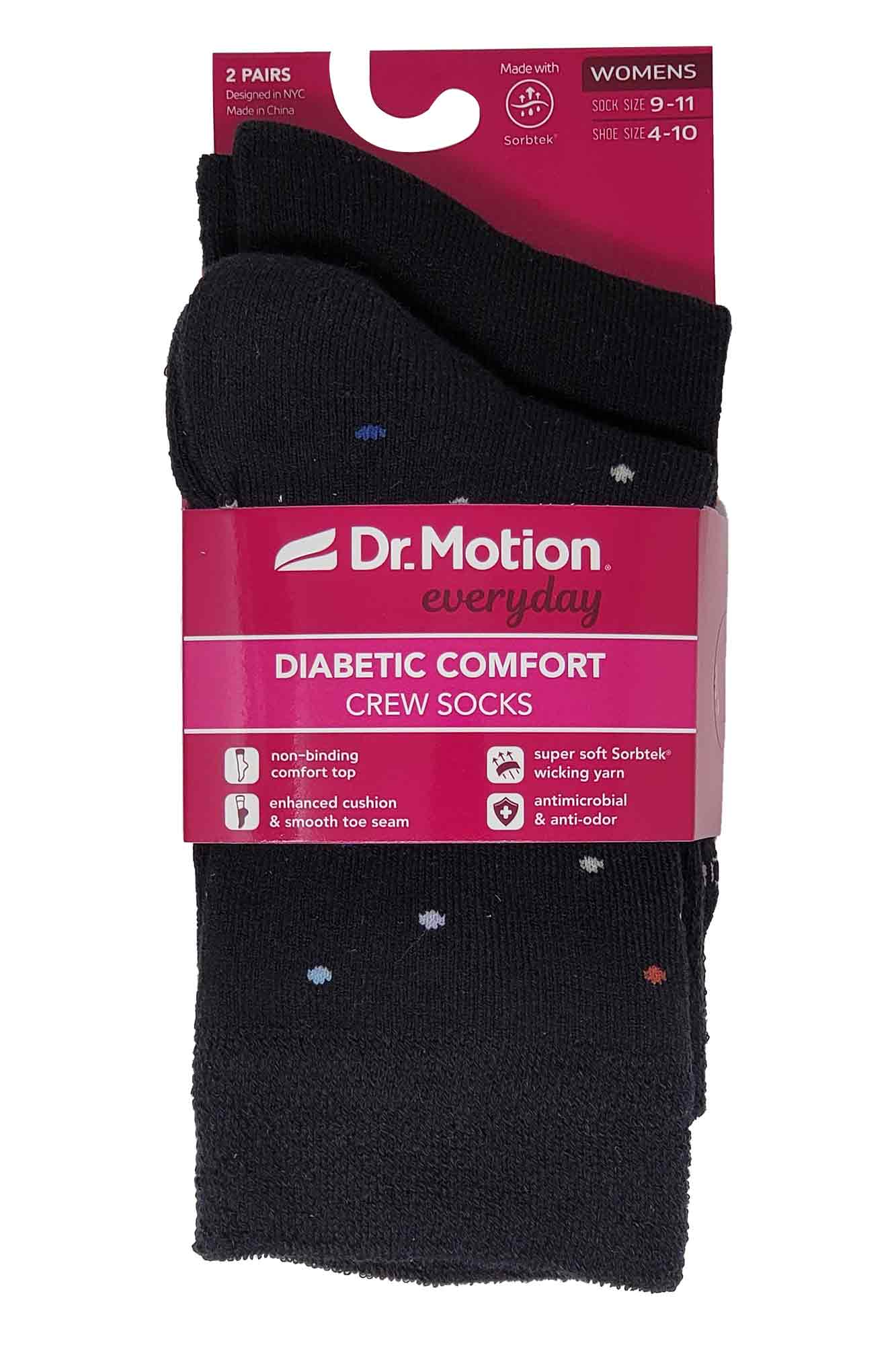 Crew Diabetic Socks | Multidots Half-Cushion | Dr Motion ( 2 Pack )