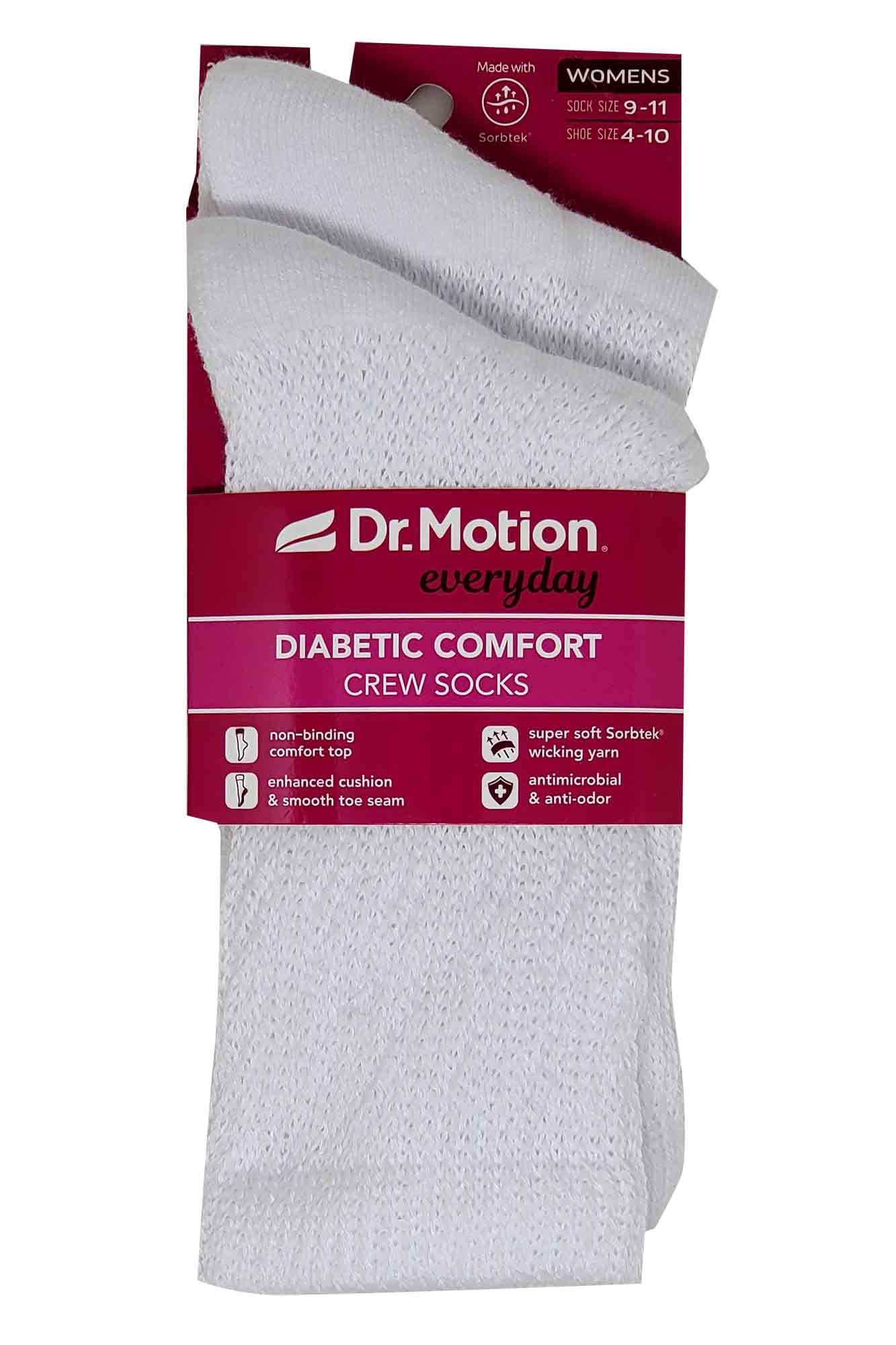 Crew Diabetic Socks | Solid Colors Half-Cushion | Dr Motion ( 6 Pack )