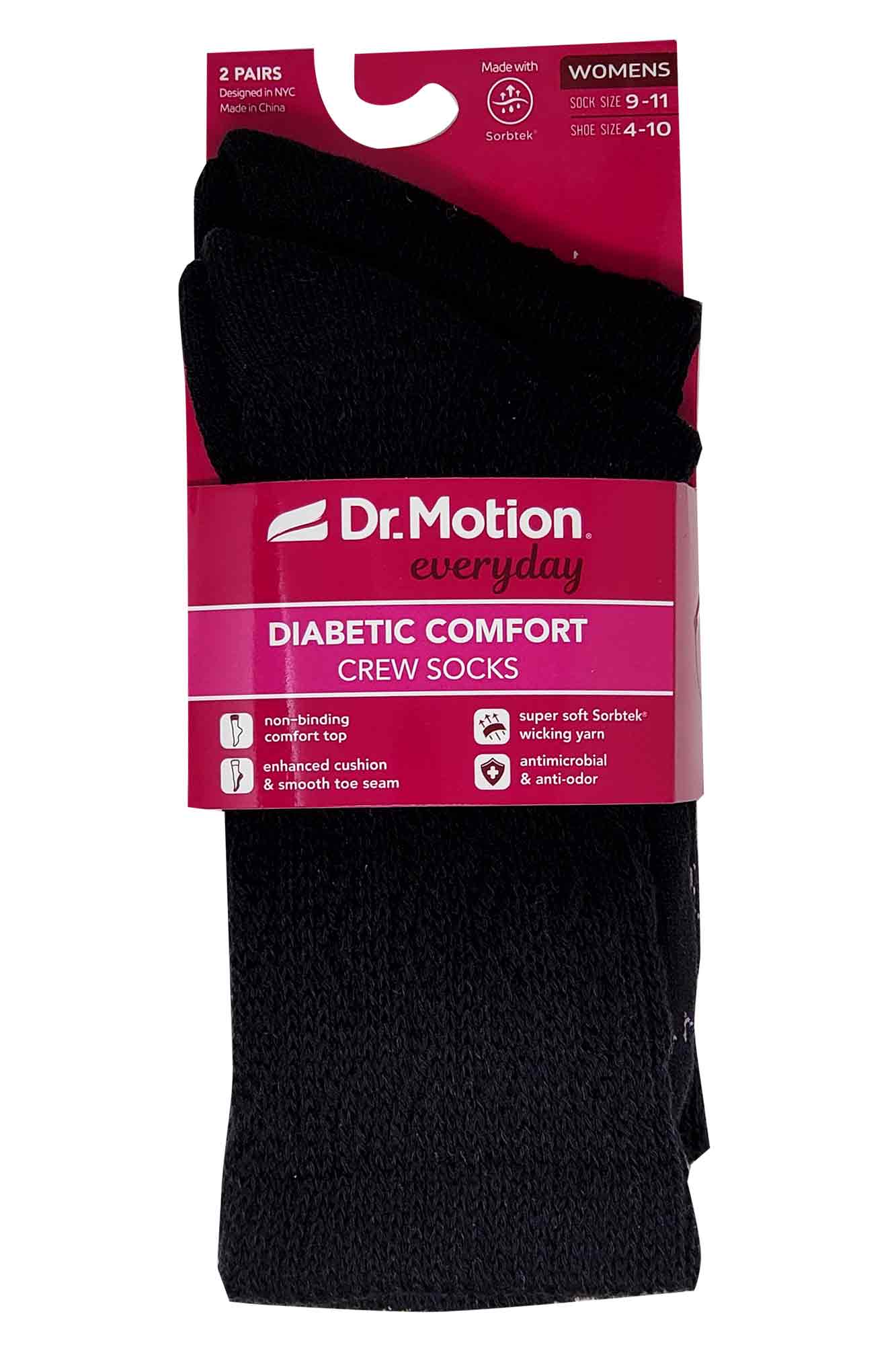 Crew Diabetic Socks | Solid Colors Half-Cushion | Dr Motion ( 2 Pack )