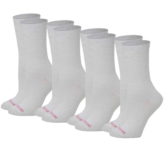 Crew Diabetic Socks | Black White Super Cozy Half-Cushion | Dr Motion ( 4 Pack )