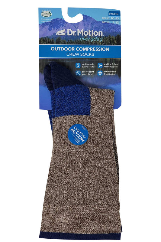 Compression Crew Socks | Color Block Half-Cushion | Dr Motion Men ( 1 Pair )