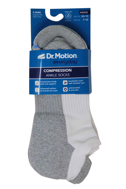 Dr. Motion Men’s ankle compression socks in basic colors with cushioned sole