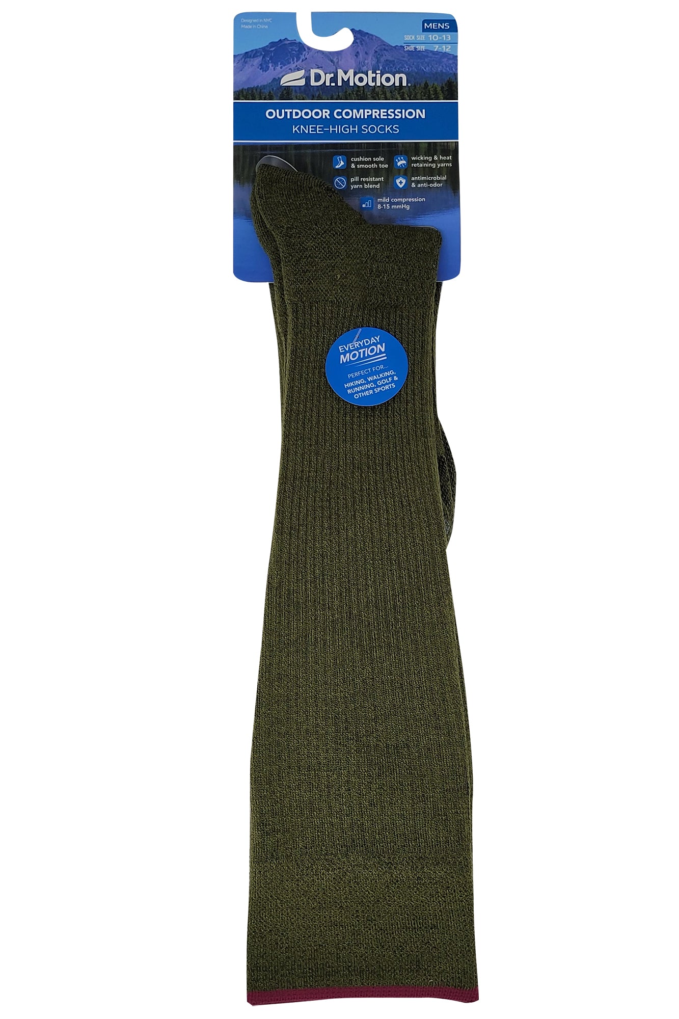 Outdoor Compression Knee-High Socks for Men | Dr Motion Socks |Solid Color