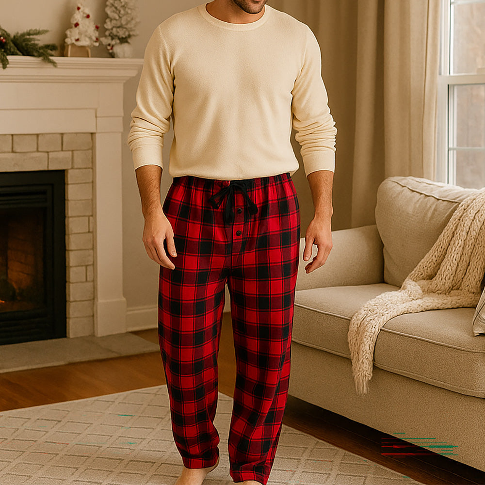 Warm and cozy men’s fleece lounge pants with side seam pockets – 3 pack set