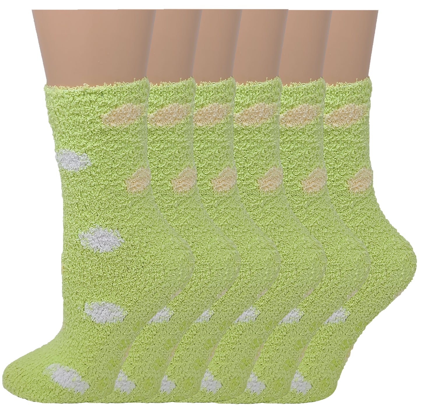 Non-slip Hospital Slipper Socks | Cozy Fuzzy Socks | Women (6 Pairs)