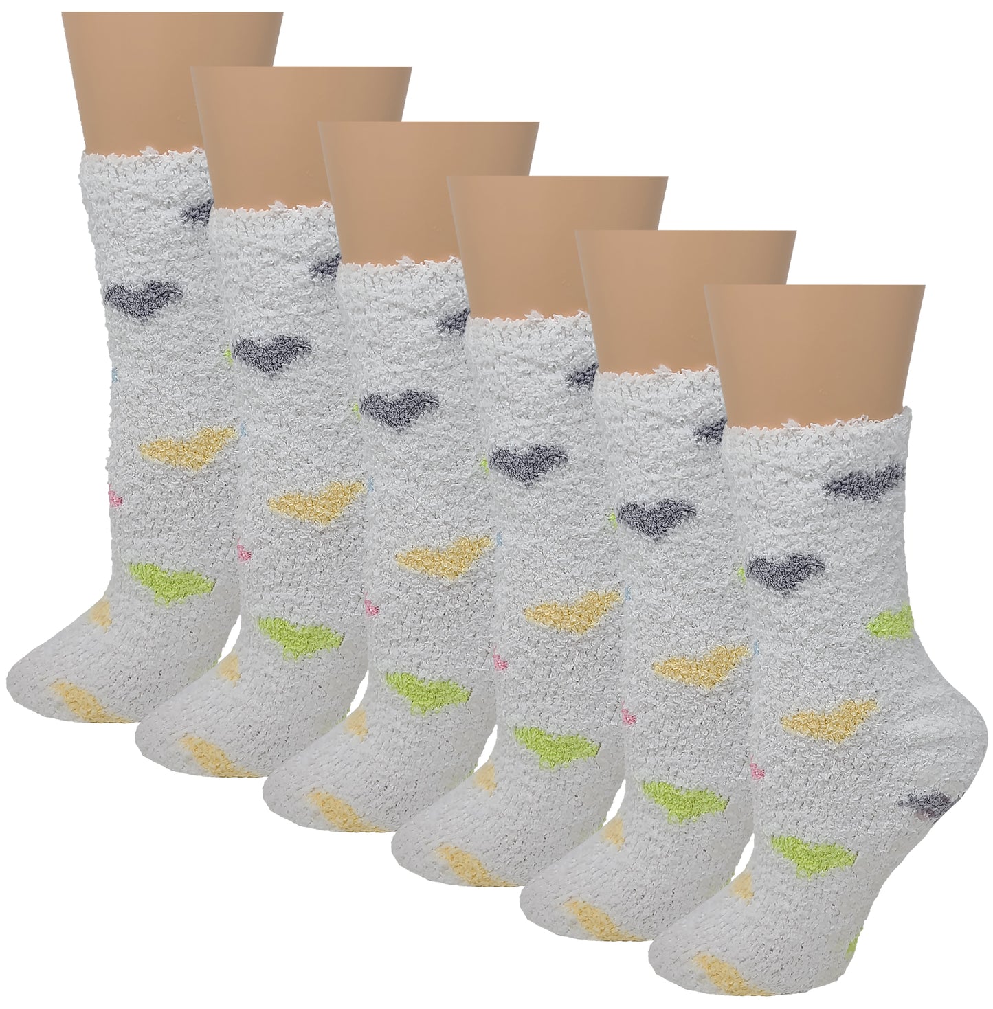 Non-slip Hospital Slipper Socks | Cozy Fuzzy Socks | Women (6 Pairs)