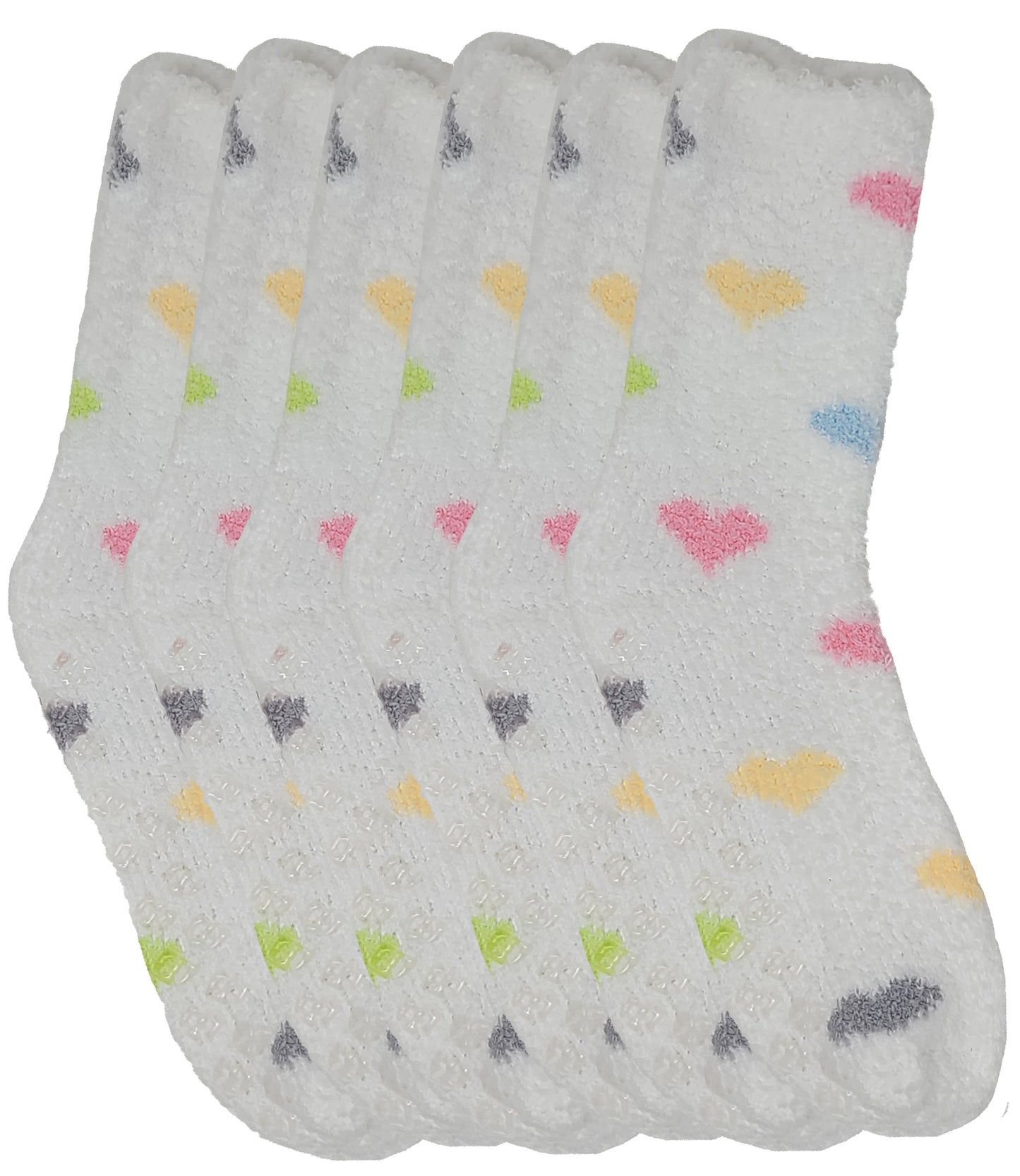 Non-slip Hospital Slipper Socks | Cozy Fuzzy Socks | Women (6 Pairs)