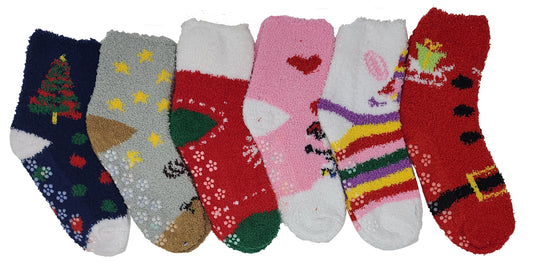 Non-Skid Slipper Socks | Cozy Christmas | Kids (6 pairs)