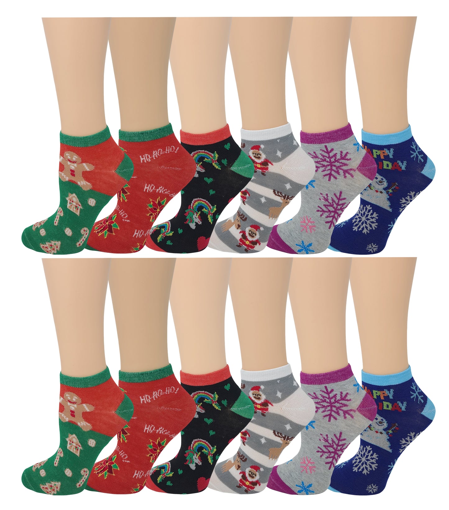 Low Cut Socks | Christmas Design | Women 12 Pairs