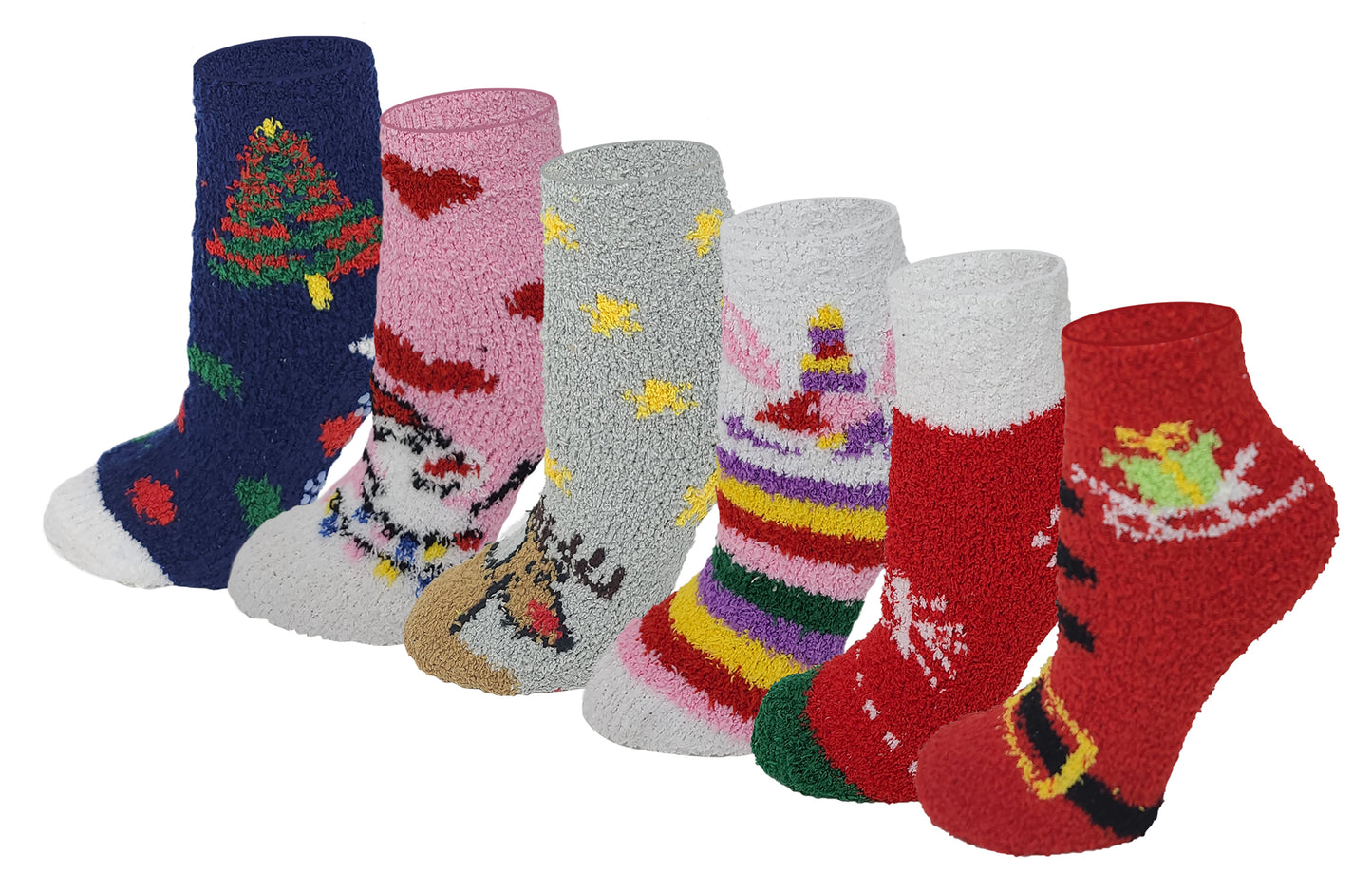 Non-Skid Slipper Socks | Cozy Christmas | Kids (6 pairs)