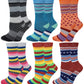 Women 6 Pairs Pack Bright Stripes Novelty Dress Socks