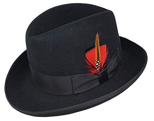 Different Touch Men's 100% Wool Felt Homburg Style Godfather Hats