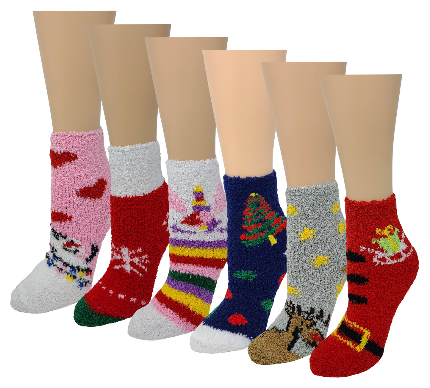 Non-Skid Slipper Socks | Cozy Christmas | Kids (6 pairs)