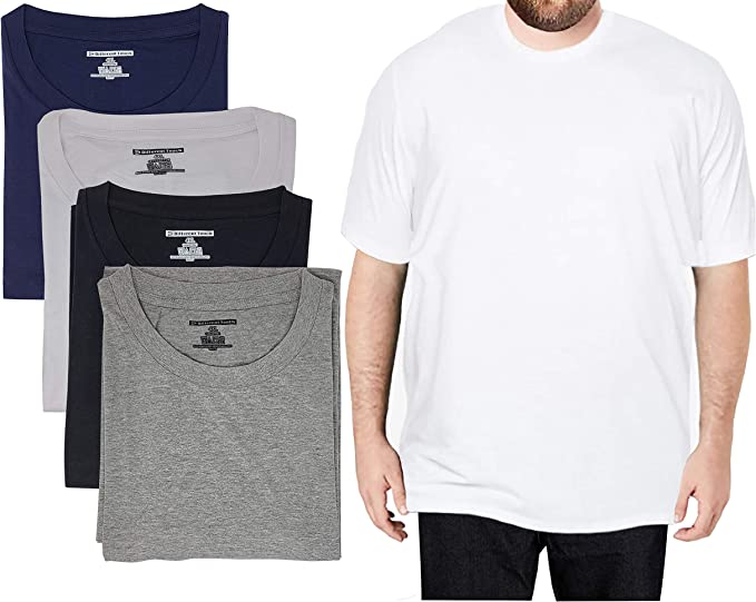 Short Sleeve Cotton T-Shirts | BIG and TALL | Men's Crew Neck (4 Pack)