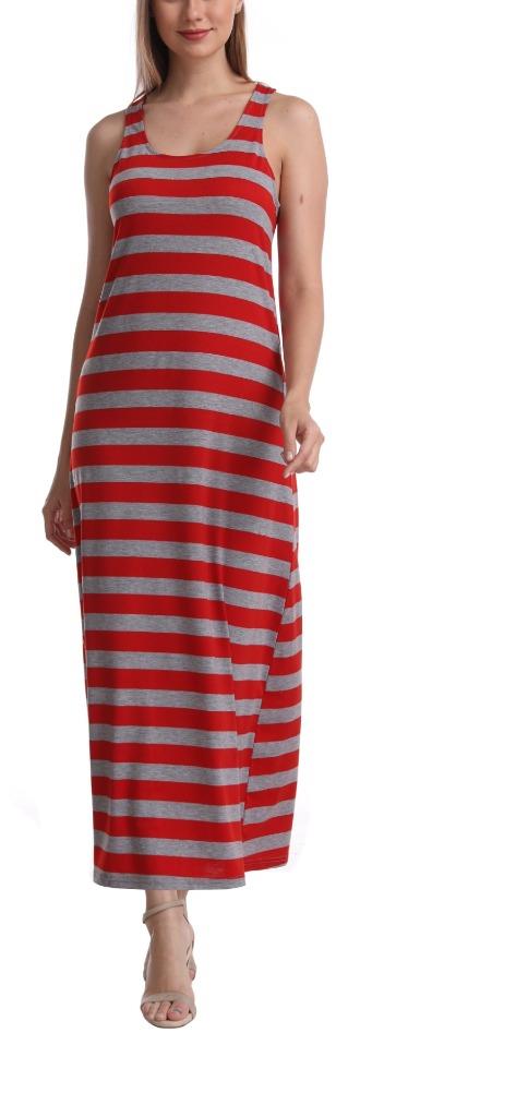 SUMONA Women Long Stripe Tank Tops Ankle Length Maxi Dress