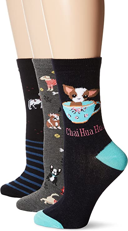 Crew Acrylic Socks | Novelty Assorted Design | Davco Women's (3 Pairs)