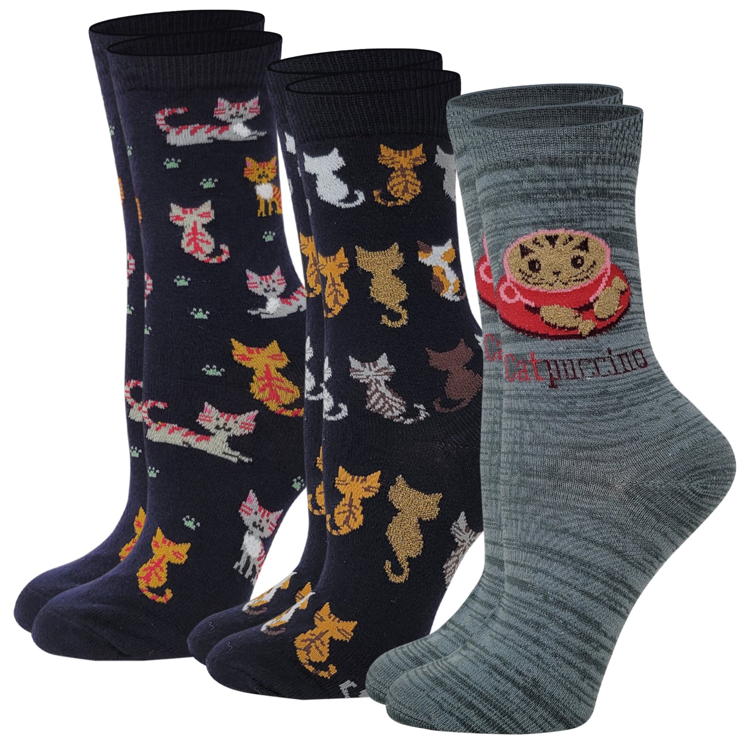 Crew Acrylic Socks | Novelty Assorted Design | Davco Women's (3 Pairs)