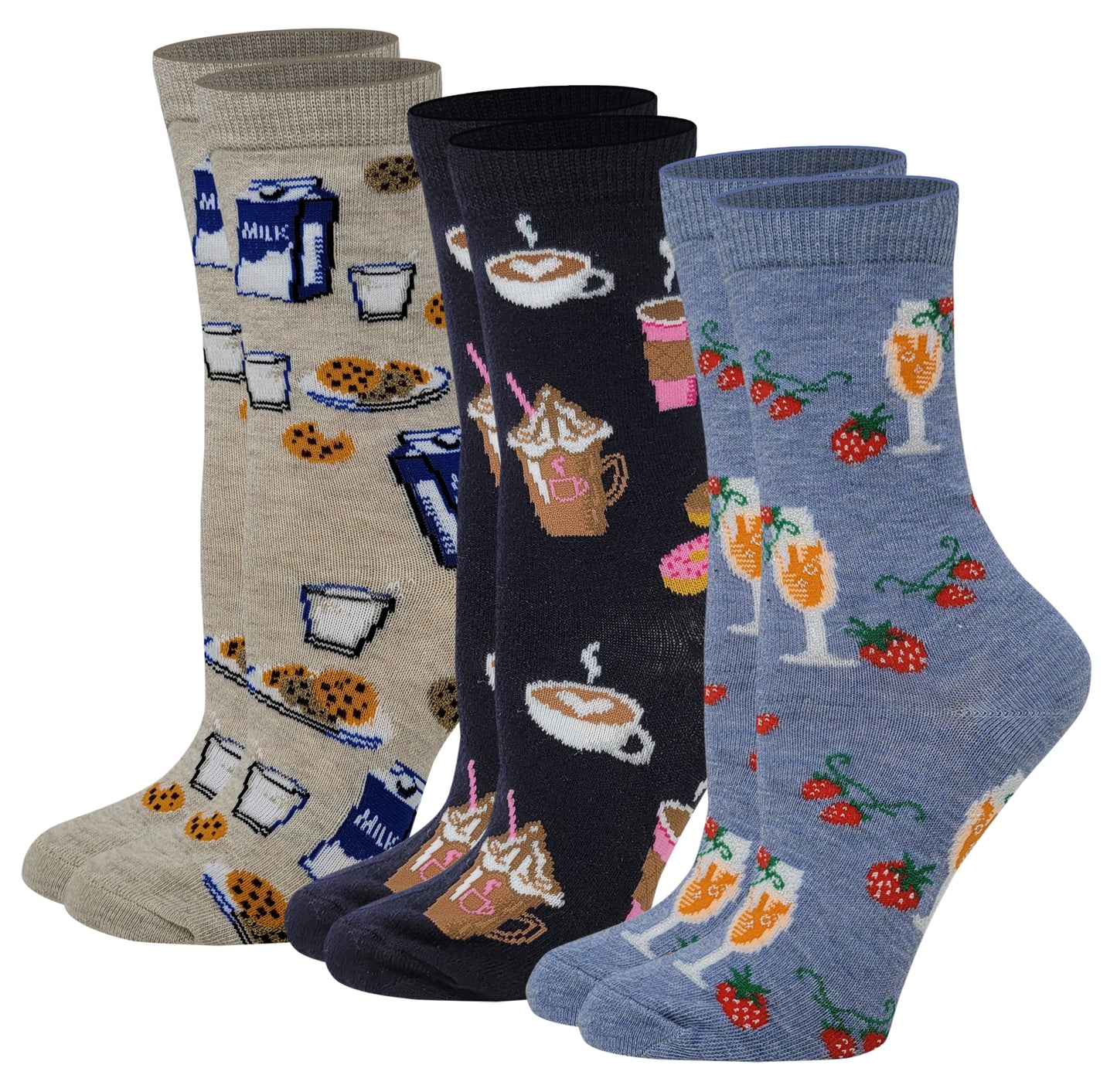 Crew Acrylic Socks | Novelty Assorted Design | Davco Women's (3 Pairs)