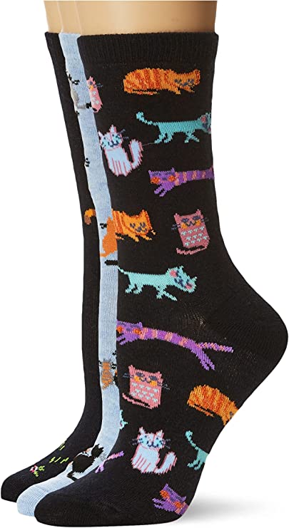 Crew Acrylic Socks | Novelty Assorted Design | Davco Women's (3 Pairs)