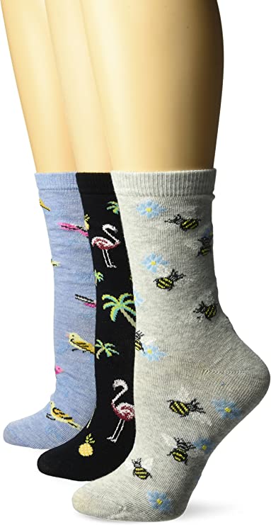 Crew Acrylic Socks | Novelty Assorted Design | Davco Women's (3 Pairs)