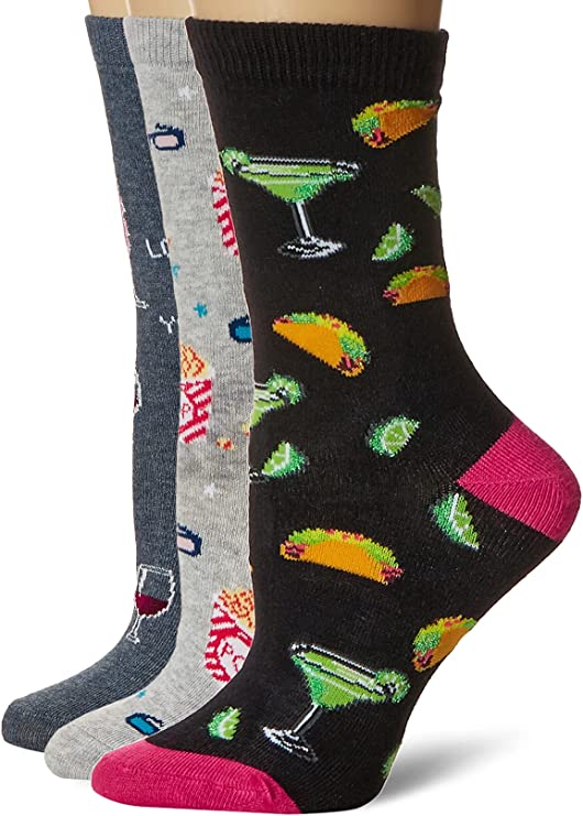 Crew Acrylic Socks | Novelty Assorted Design | Davco Women's (3 Pairs)