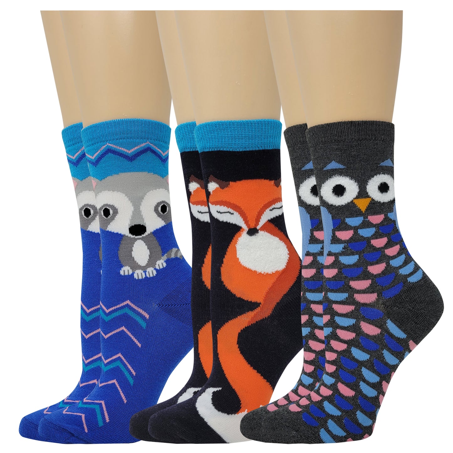 Crew Acrylic Socks | Novelty Assorted Design | Davco Women's (3 Pairs)