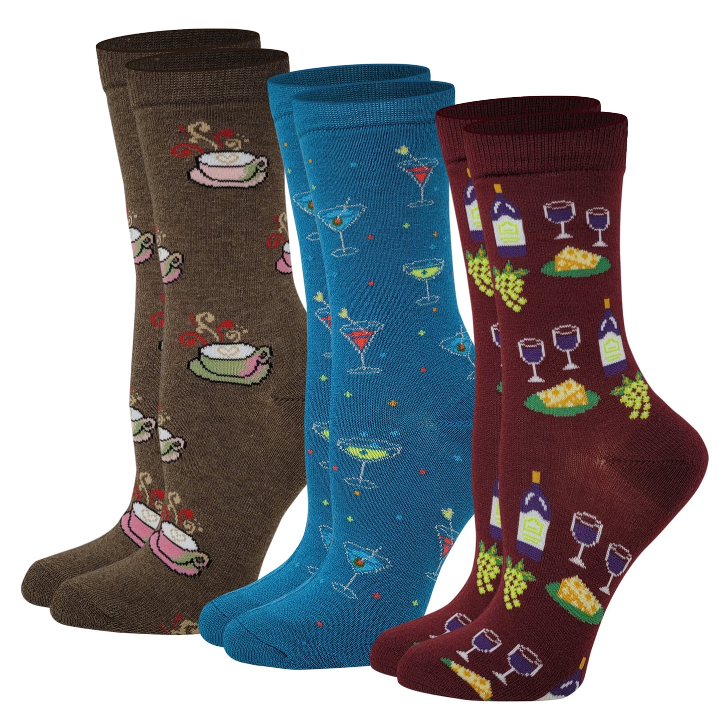 Crew Acrylic Socks | Novelty Assorted Design | Davco Women's (3 Pairs)