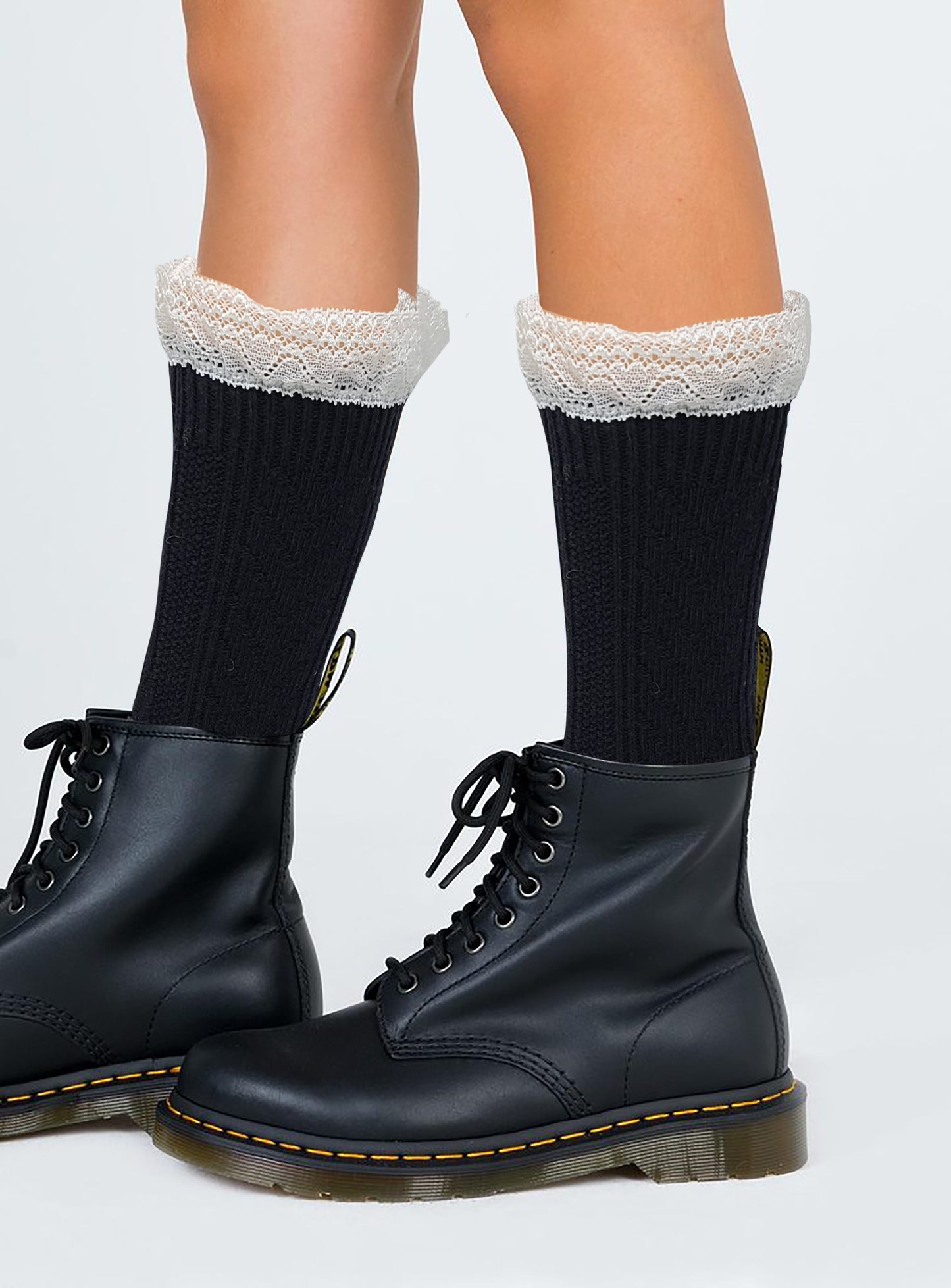 Winter Boot Crew Socks | Cable Knit with Lace | Women (6 pairs)