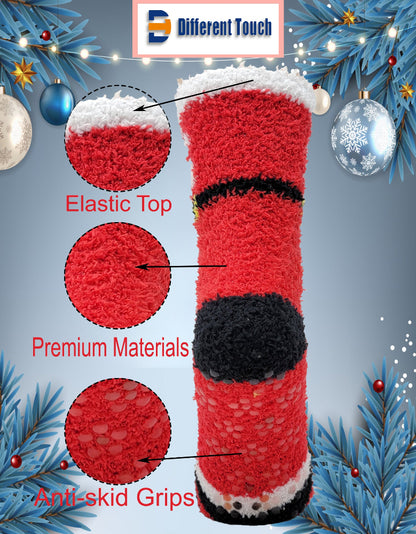 Warm fuzzy Christmas socks – unisex slipper-style with non-slip soles