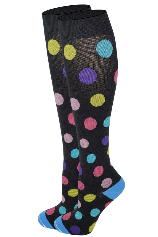 Compression Knee High Socks | Colorful Dots Design | Women (1 Pair)