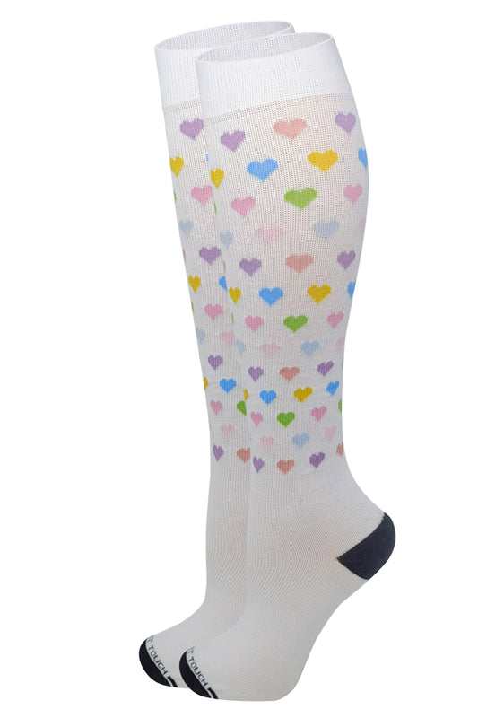 Compression Knee High Socks | Mini Hearts Design | Womens (1 Pair)