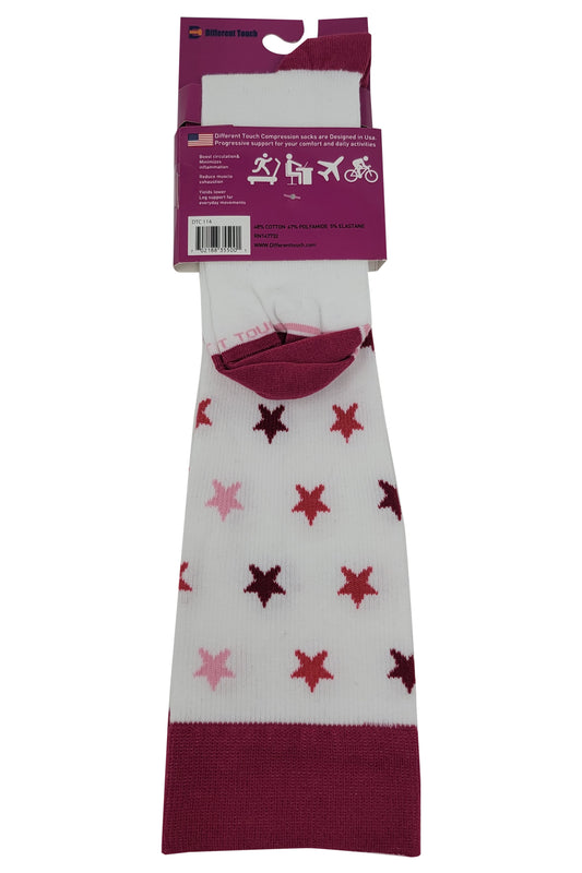 Compression Knee High Socks | Mini Stars Design | Womens (1 Pair)