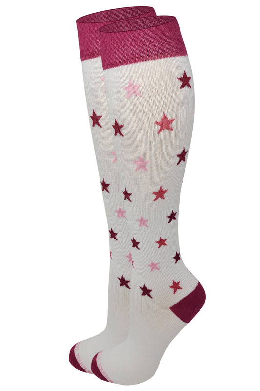 Compression Knee High Socks | Mini Stars Design | Womens (1 Pair)