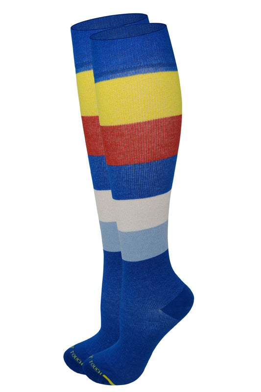 Compression Knee High Socks | Color Stripes Design | Womens (1 Pair)