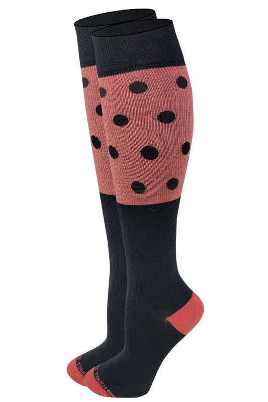 Compression Knee High Socks | Polka Dots Design | Womens (1 Pair)