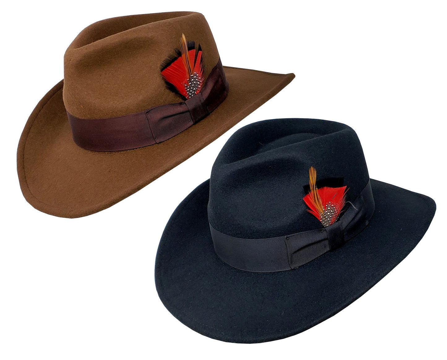 Different Touch Indiana Jones Outback Cowboy Crushable Wool Fedora Hat