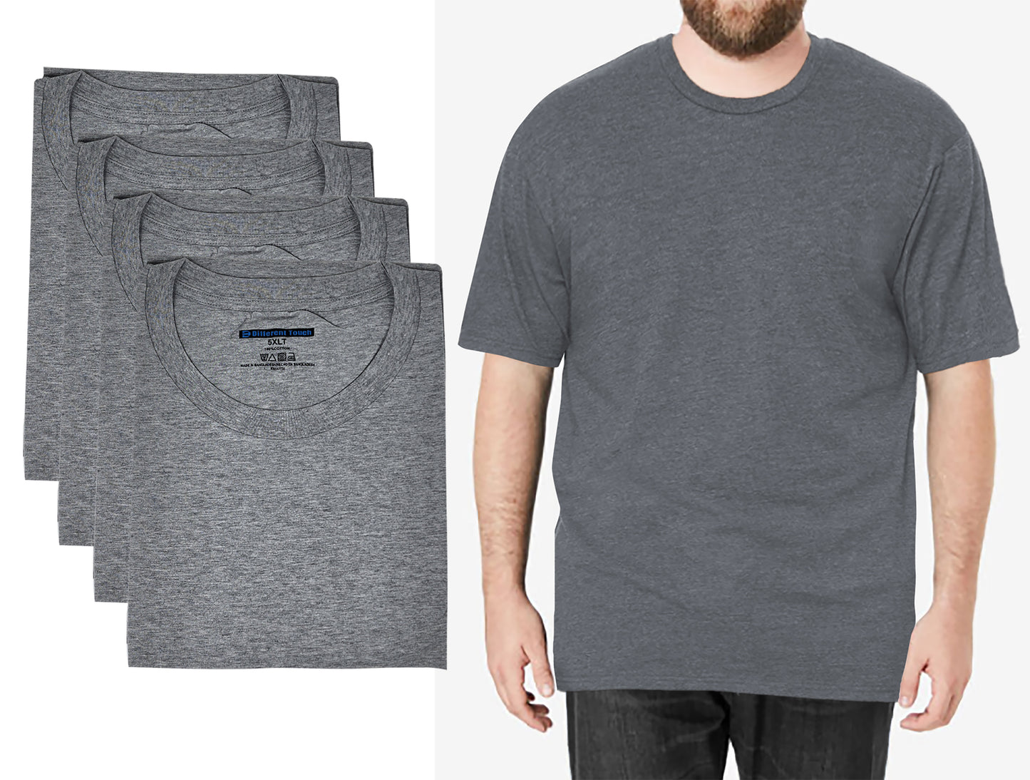 Short Sleeve Cotton T-Shirts | BIG and TALL | Men's Crew Neck (4 Pack)