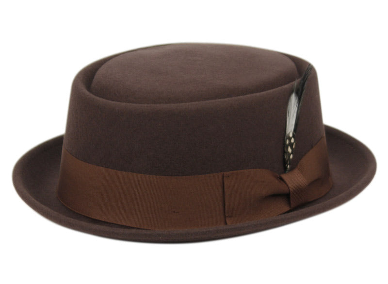 Wool Felt Derby Fedora Pork Pie Hat | Brown | Epoch Men's