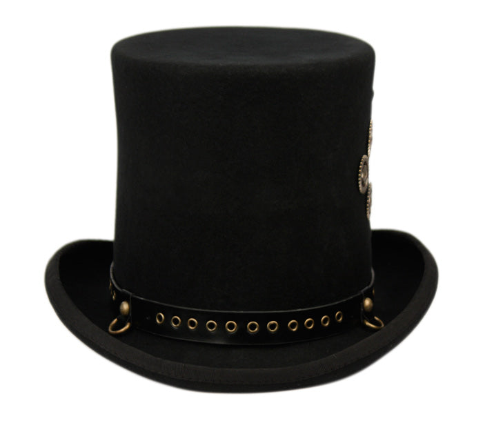 High Crown Top Hat | Perforated Leather Band and Metal Trims | Epoch Men's